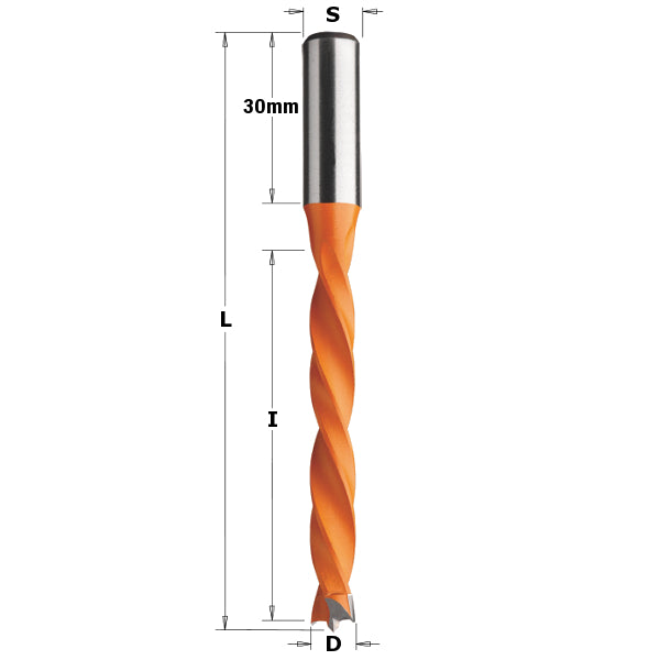 CMT 372.050.11 Four Flute Dowel Drill, 5mm (13/64-Inch) Diameter, 10X30mm Shank, Right-Hand Rotation